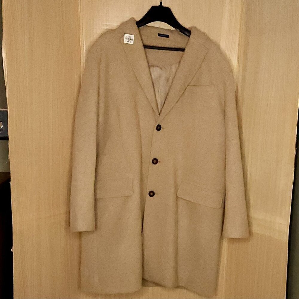 Stafford Mens Tan Wool Blend Overcoat XL